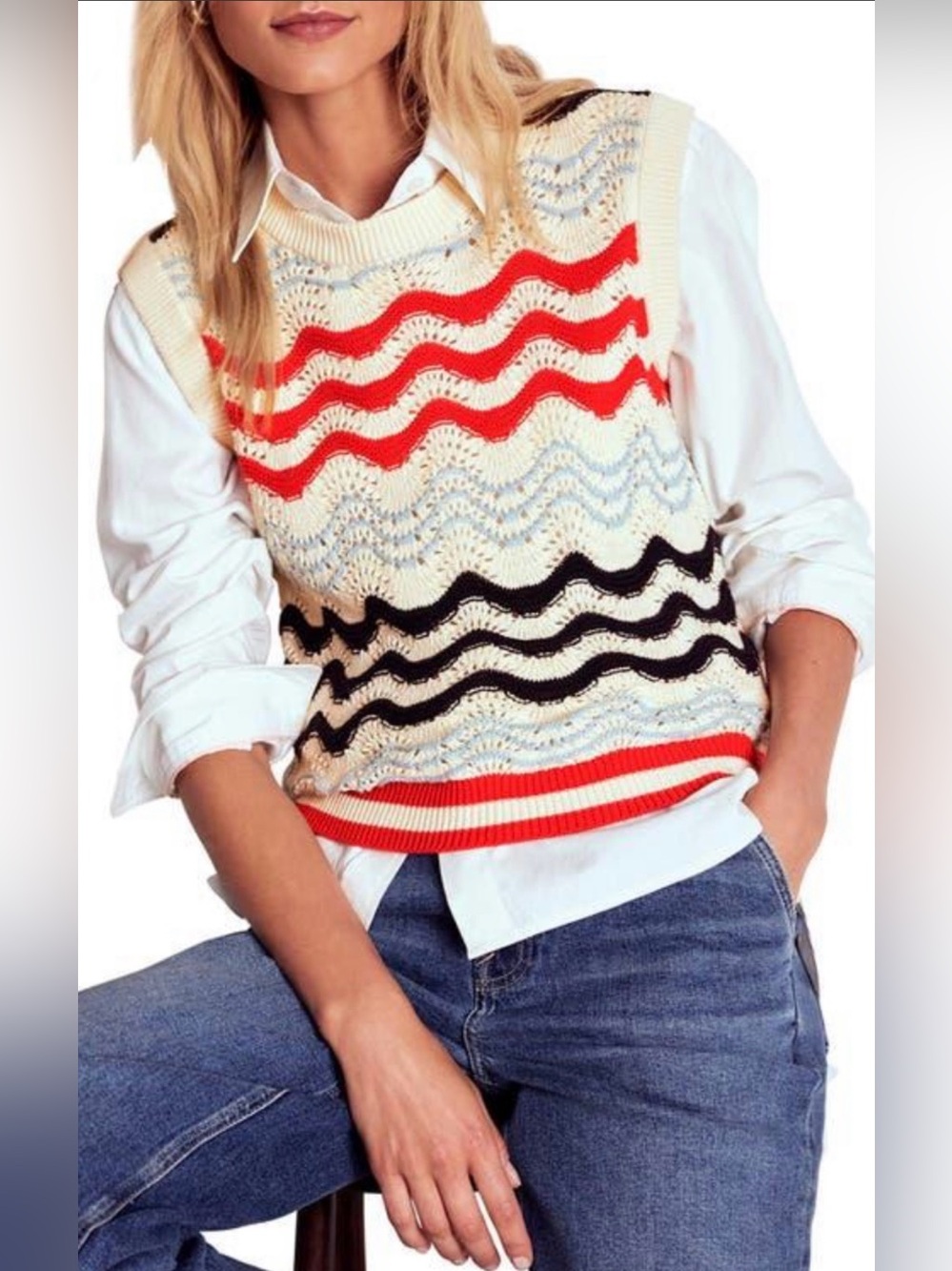 Boden open weave vest